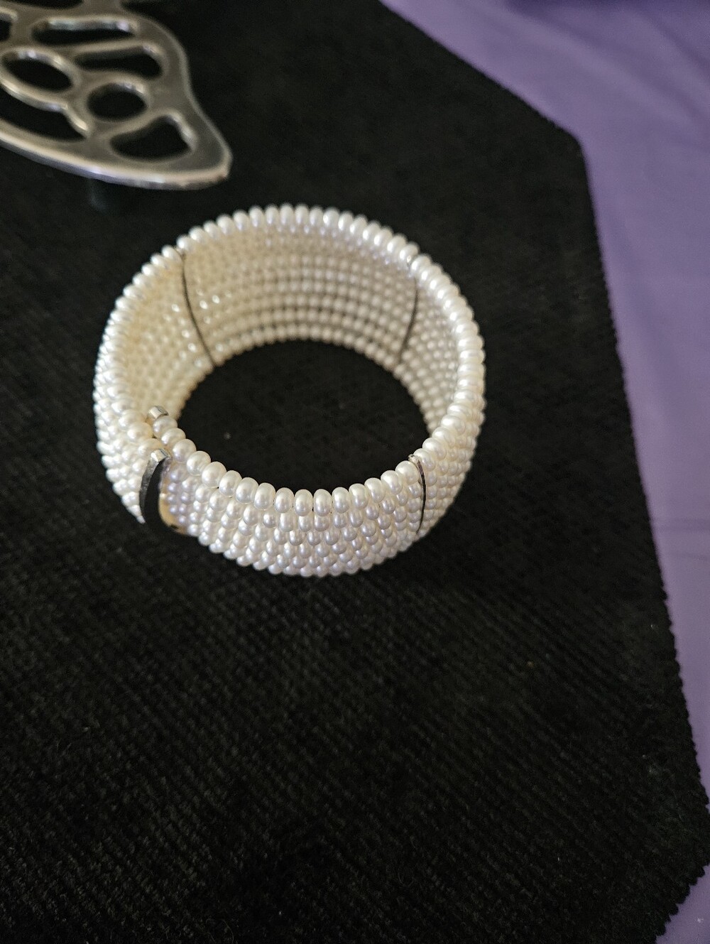 Honora 10 Row SS Pearl  Bracelet Cuff